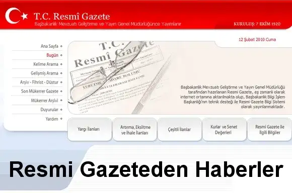 Resmi Gazeteden Haberler