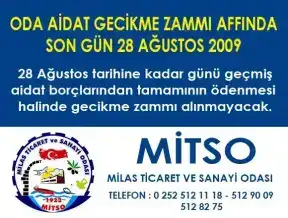 Oda Aidat Gecikme Zammı Affında Son Gün 28 Ağustos 2009
