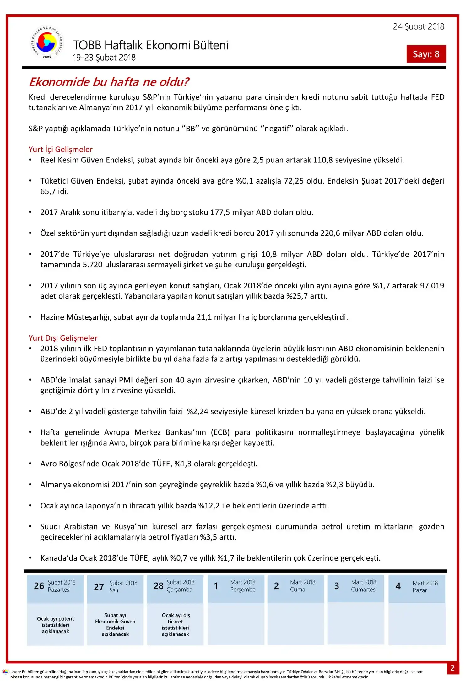 TOBB Haftalık Ekonomi Bülteni - 2