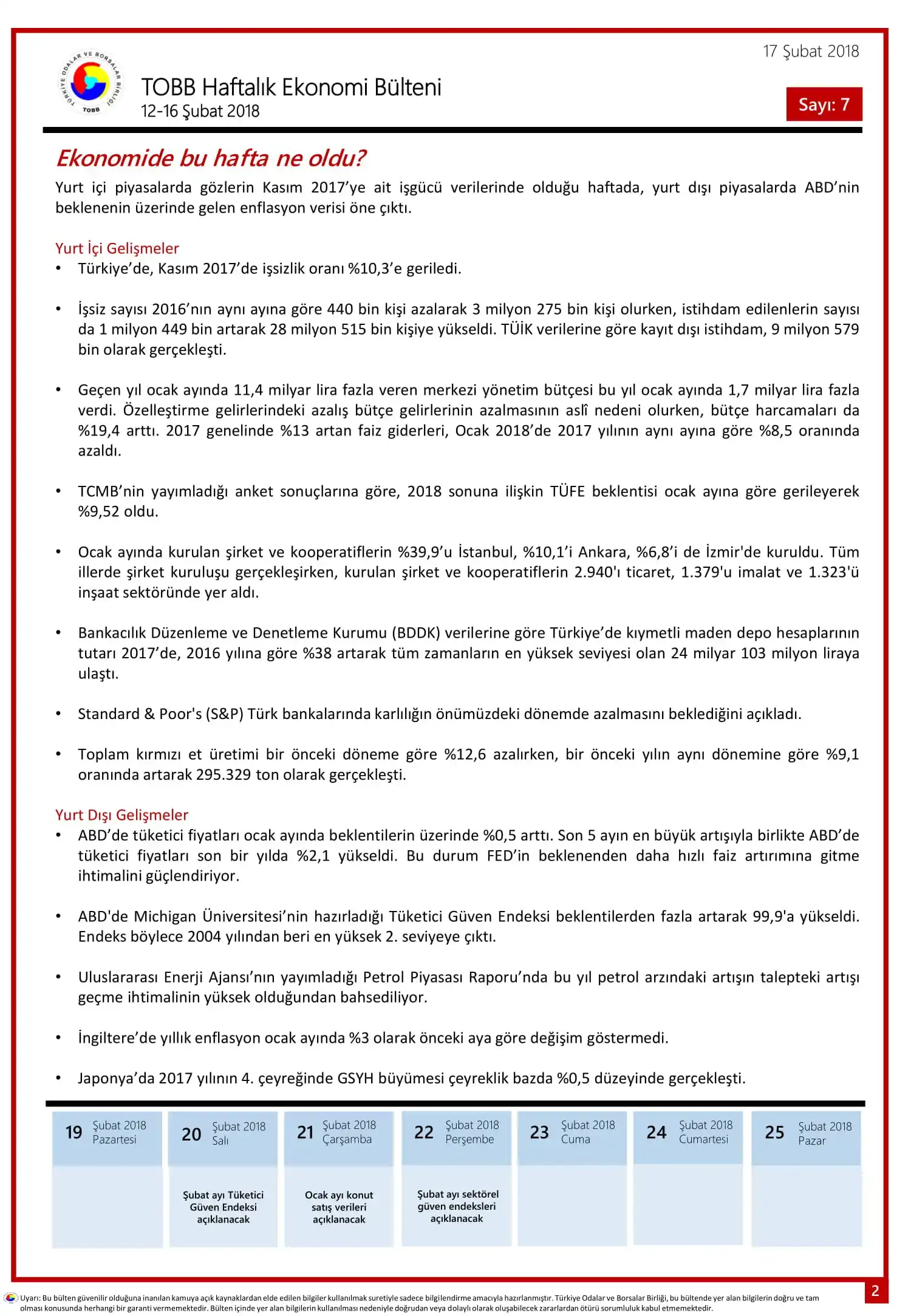 TOBB Haftalık Ekonomi Bülteni - 2