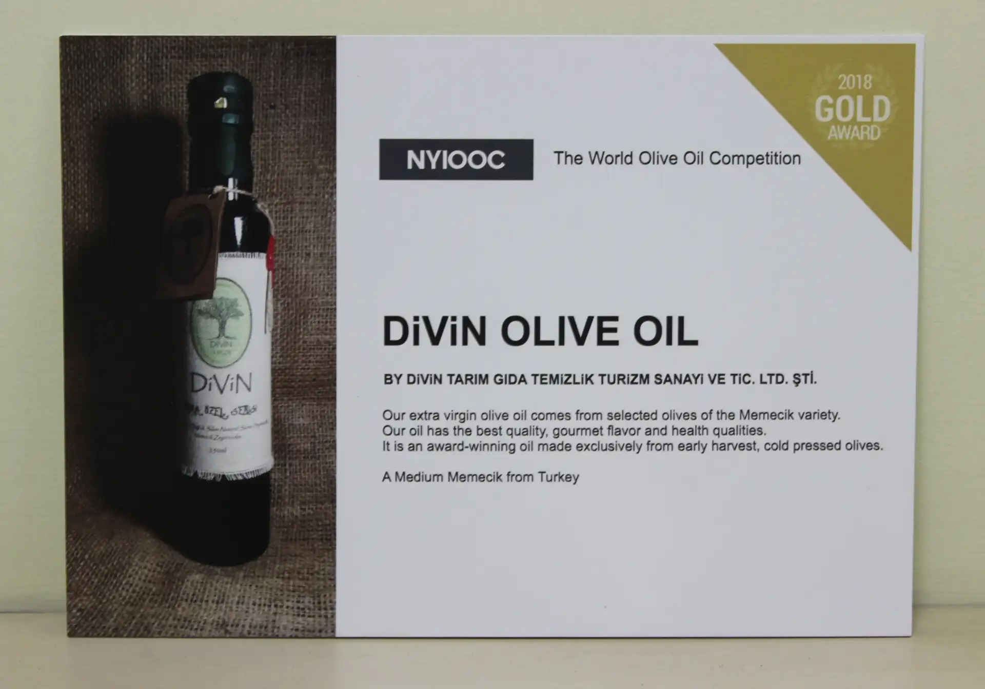 ABD'de düzenlendi. MİLAS'IN "DİVİN" ZEYTİNYAĞI, DÜNYA ZEYTİNYAĞI YARIŞMASINDA ALTIN MADALYA KAZANDI