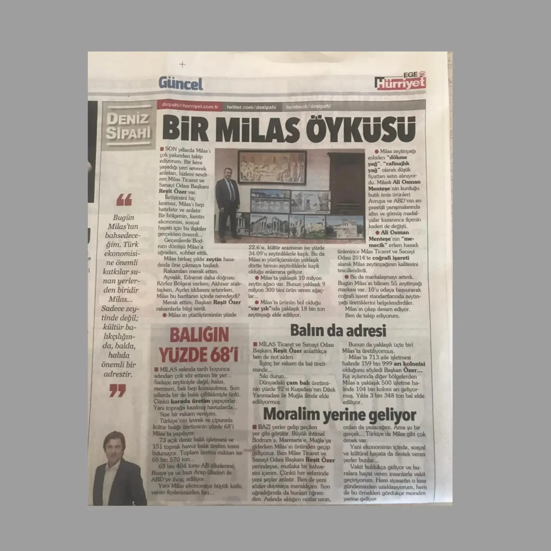 Hürriyet Ege 35'de Deniz Sipahi'den "Bir Milas Öyküsü"