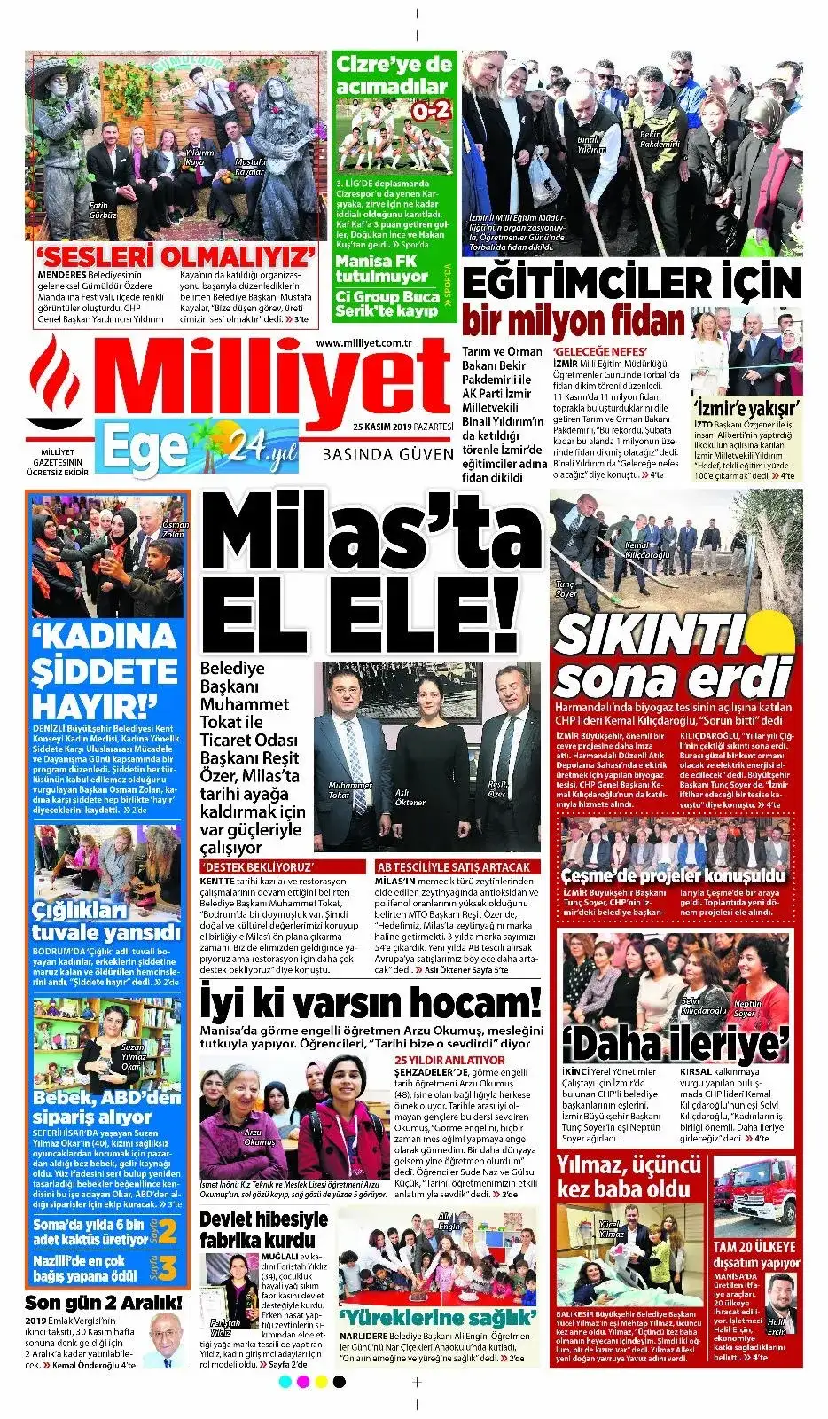 MİLAS, MİLLİYET EGE'DE BİR TAM SAYFA...