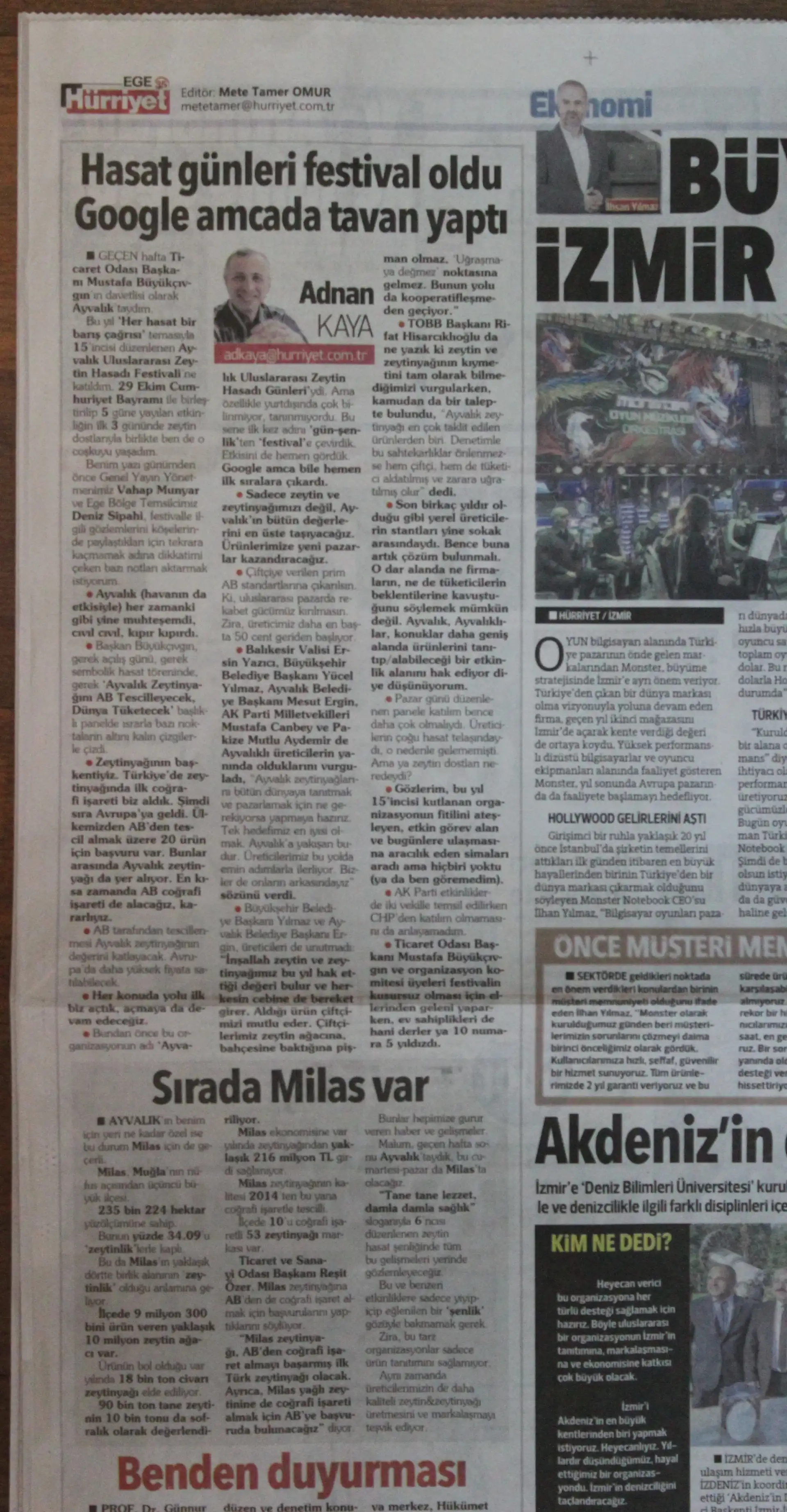 MİTSO HÜRRİYET'TE. ADNAN KAYA YAZDI... "SIRADA MİLAS VAR" - 2