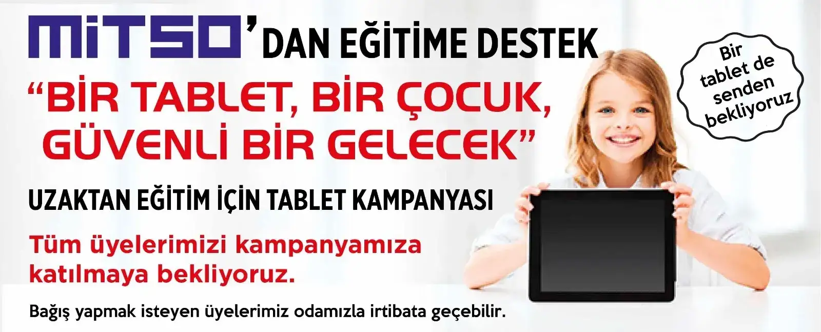 MİTSO UZAKTAN EĞİTİM İÇİN ÖĞRENCİLERE TABLET BAĞIŞI KAMPANYASI BAŞLATTI