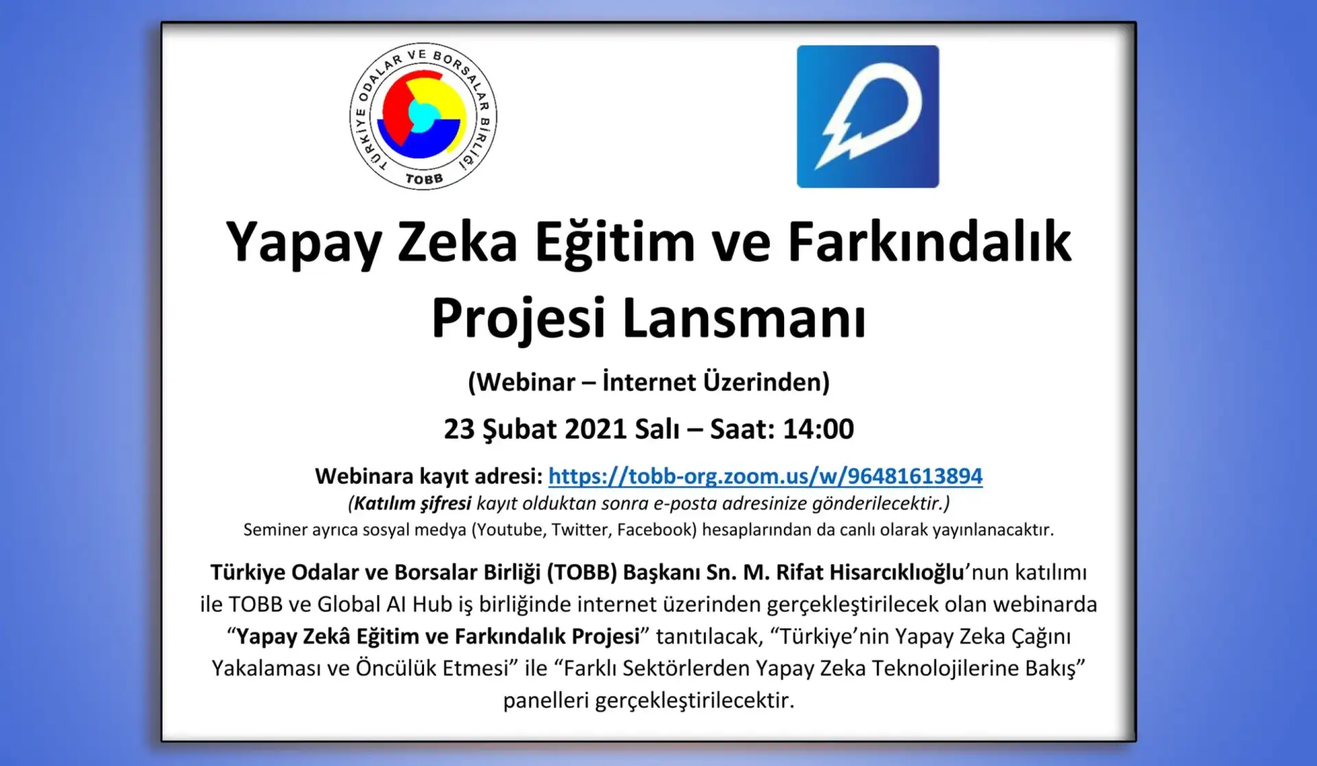 YAPAY ZEKA EĞİTİM VE FARKINDALIK PROJE TANITIMI 23 ŞUBATTA...