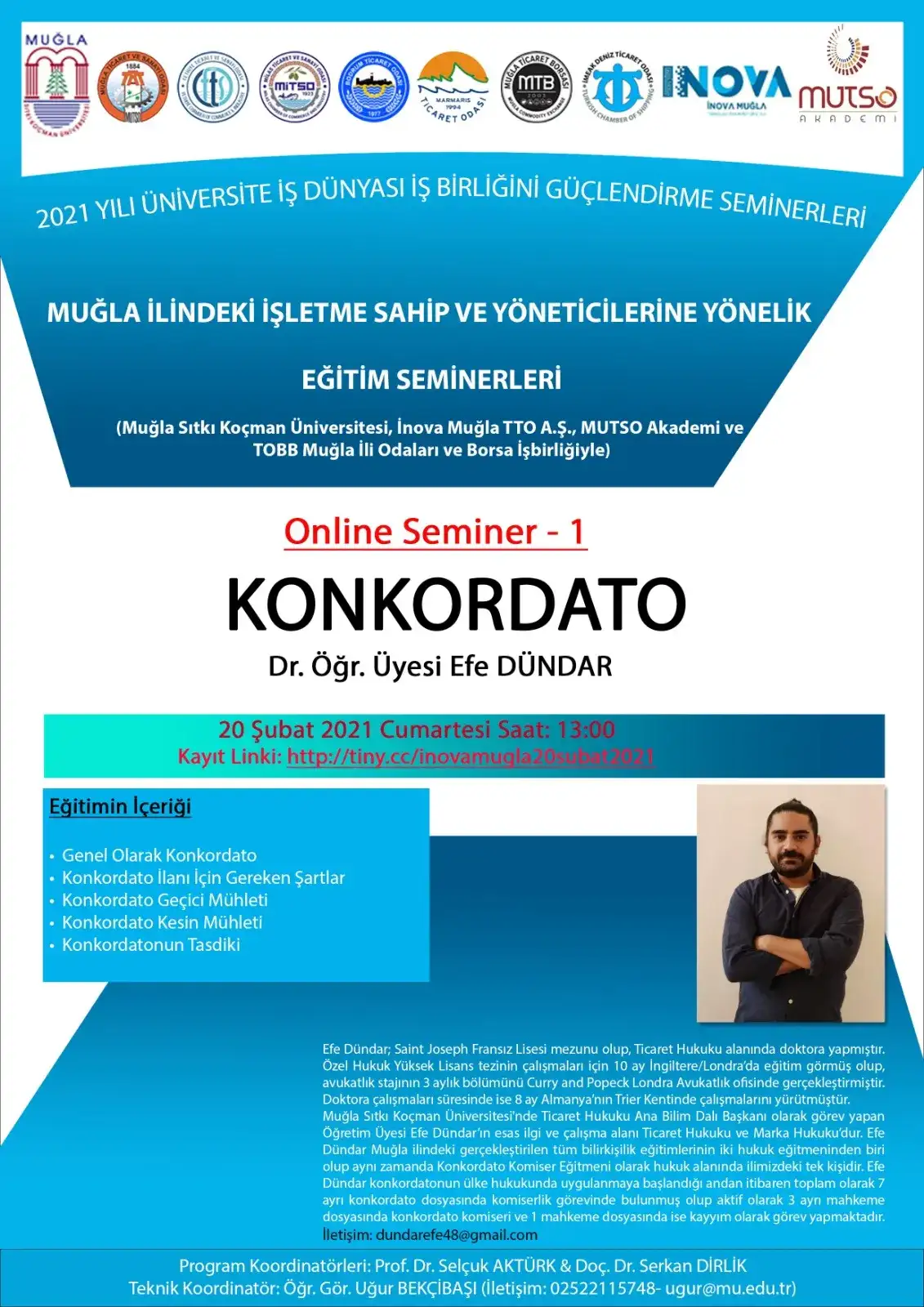 Online olarak ücretsiz izlenebilecek... ÜNİVERSİTE - ODALAR İŞBİRLİĞİNDE KONKORDATO SEMİNERİ 20 ŞUBAT'TA... - 1