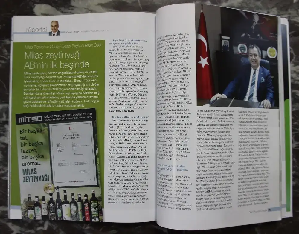 Yeni Ekonomi Dergisi, Reşit Özer röportajına 4 sayfa yer verdi: "ZEYTİNYAĞINDA PRİM SİSTEMİ DEĞİŞMELİDİR"