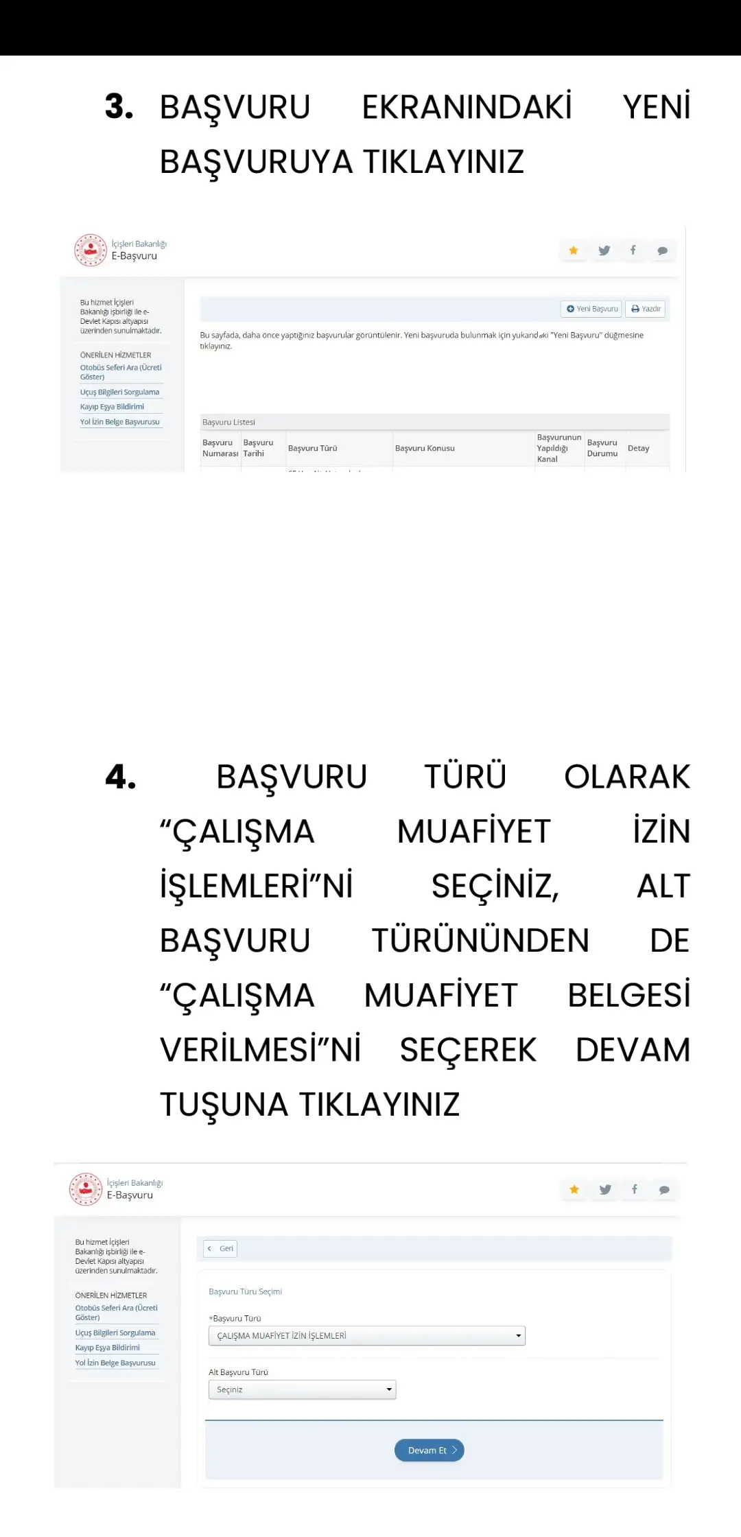 E-DEVLET ÜZERİNDEN ALINAN ÇALIŞMA MUAFİYET İZİN İŞLEMLERİ ADIMLARI - 2