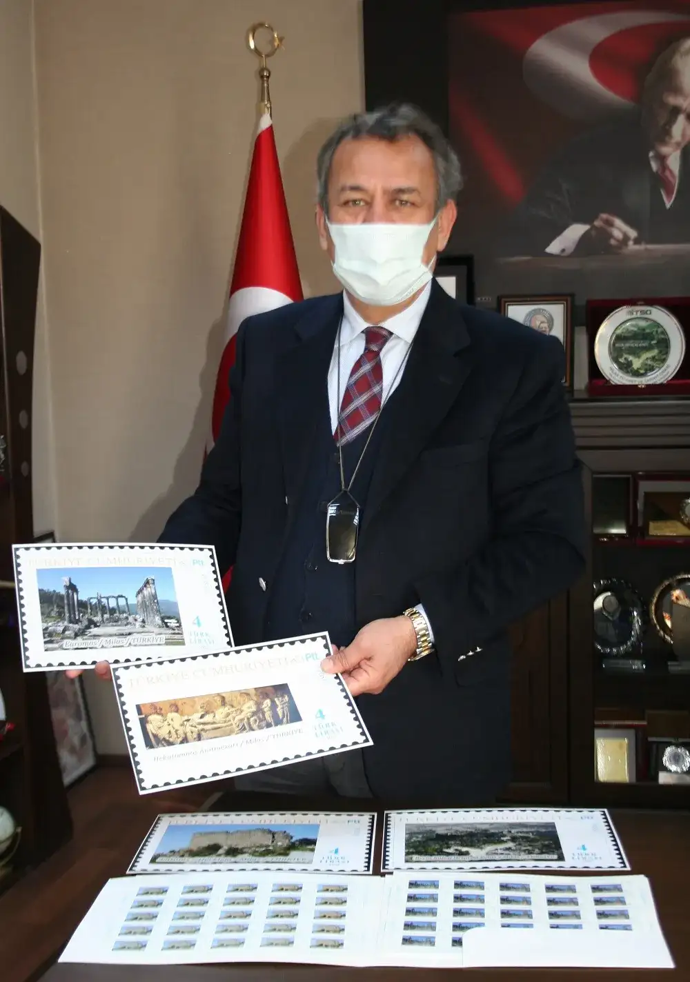 Hekatomnos anıtmezarının, Beçin, Herakleia ve Euromos'un posta pulları bastırıldı MİTSO, MİLAS'I POSTA PULLARI İLE TANITACAK - 1