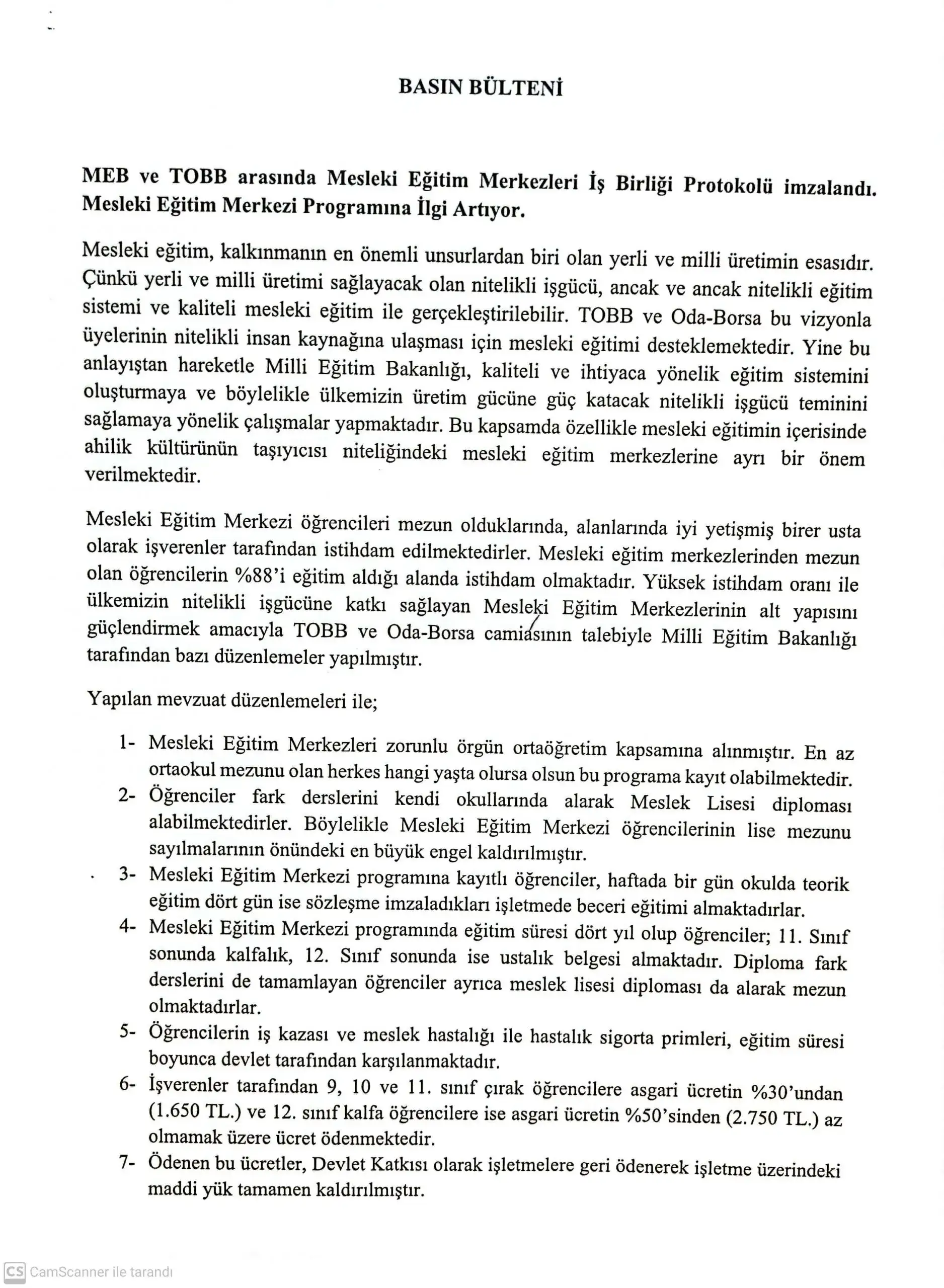 T.C. MİLLİ EĞİTİM BAKANLIĞI İLE TOBB ARASINDA İŞ BİRLİĞİ PROTOKOLÜ - 1