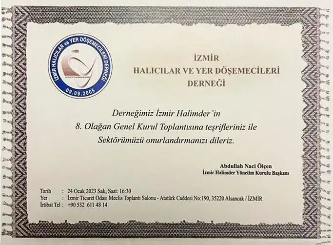 İzmir Halıcılar ve Yer Döşemecileri Derneği 8. olağan genel kurulu İzmir Ticaret Odası Meclis Salonu’nda gerçekleştirildi. - 4