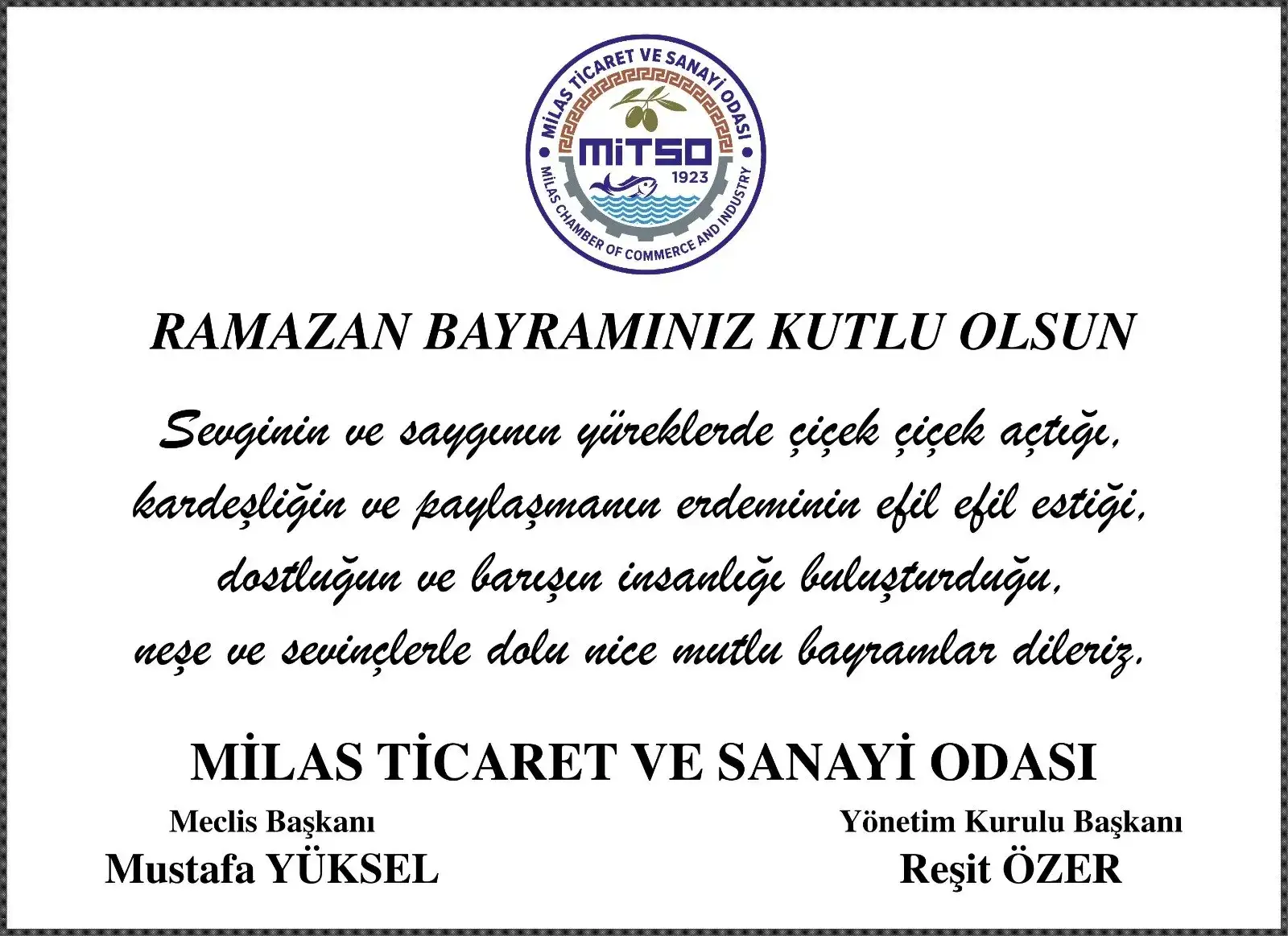 RAMAZAN BAYRAMI KUTLU OLSUN.
