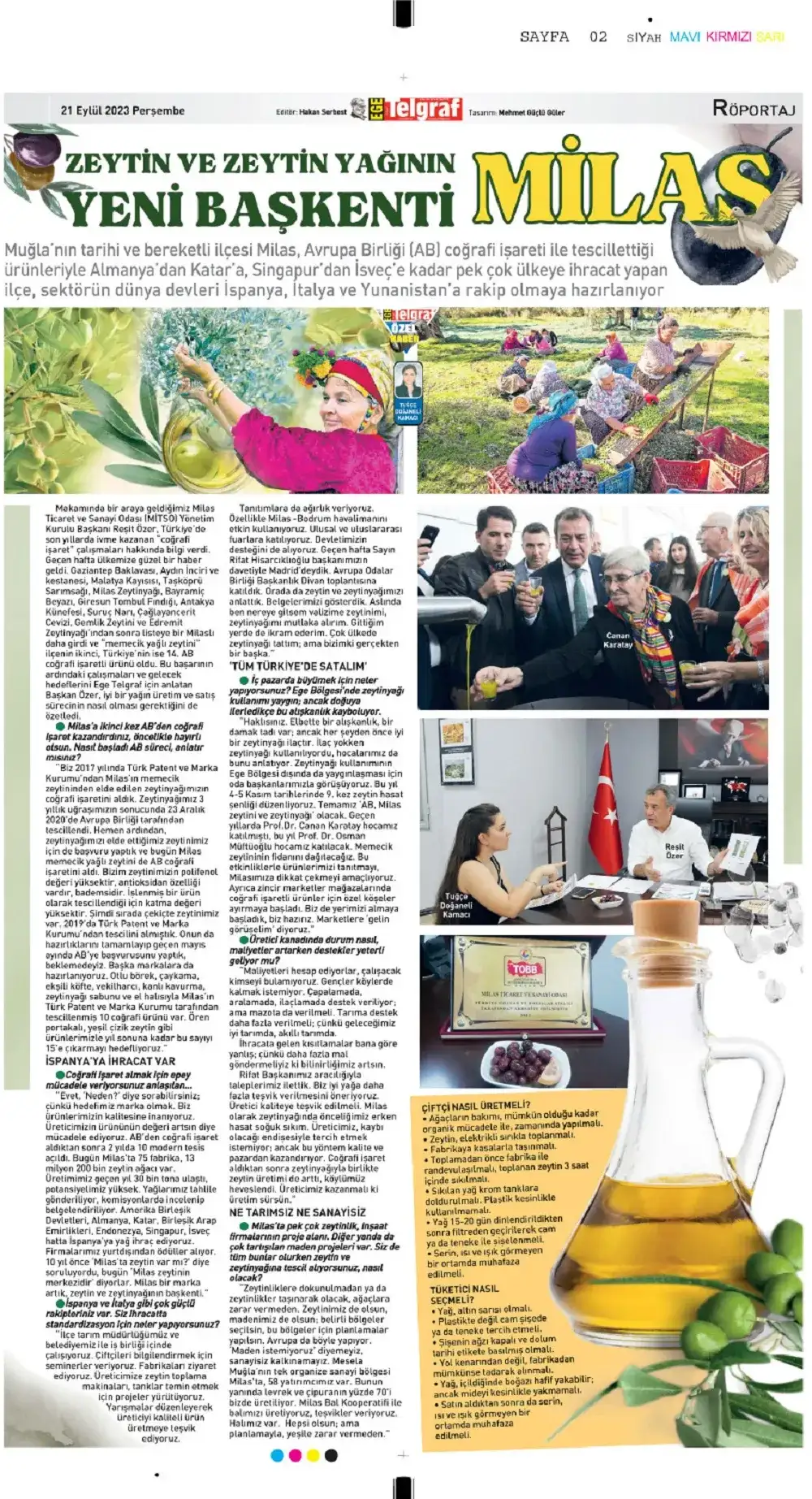 Ege Telgraf Gazetesi: MİLAS ZEYTİN VE ZEYTİNYAĞININ YENİ BAŞKENTİ: MİLAS" - 1