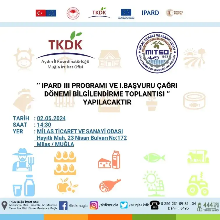 IPARD III PROGRAMI VE I. BAŞVURU ÇAĞRI DÖNEMİ BİLGİLENDİRME TOPLANTISI YAPILACAKTIR.