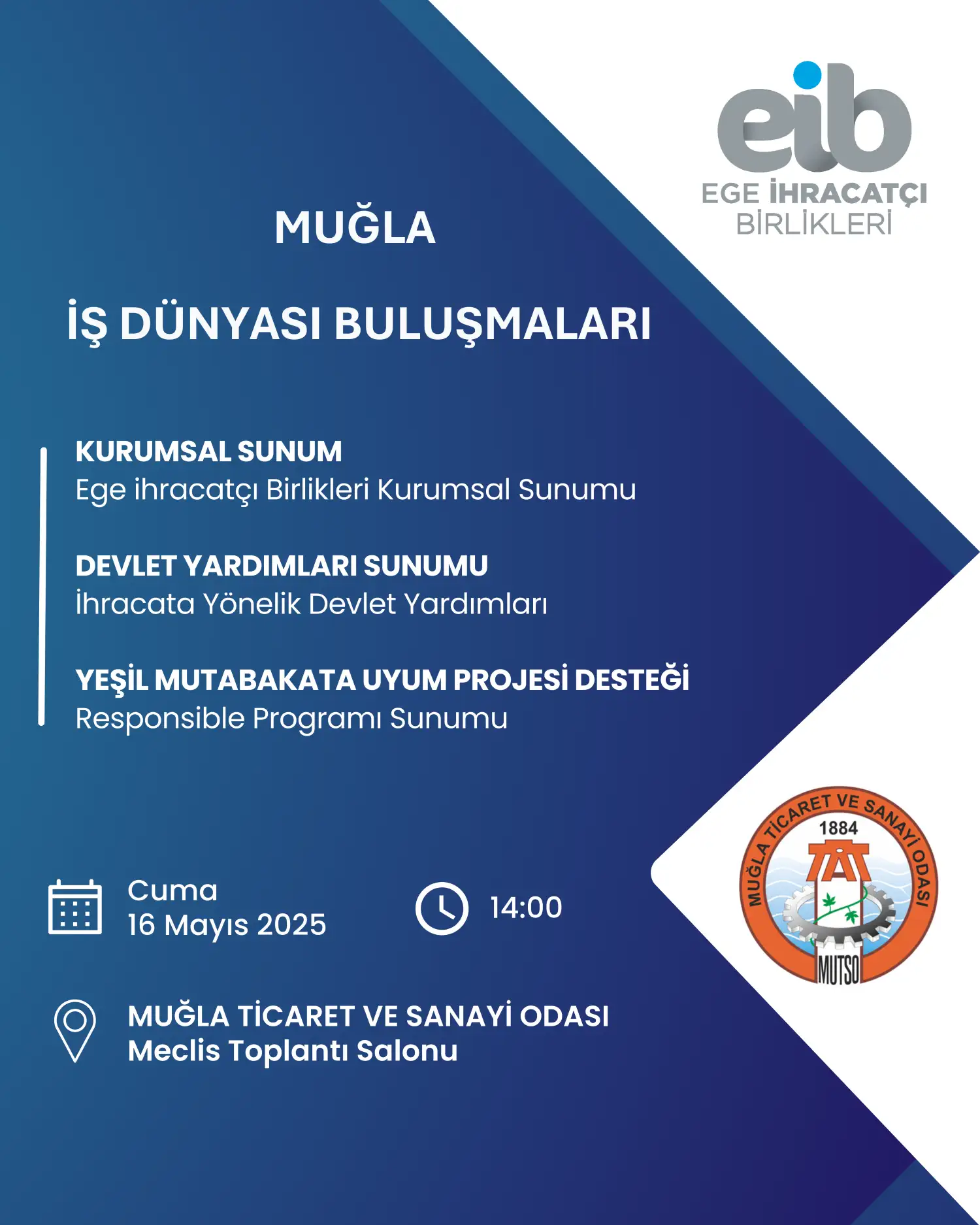 Ege İhracatçı Birlikleri – Muğla İş Dünyası Buluşmaları’na Davetlisiniz
