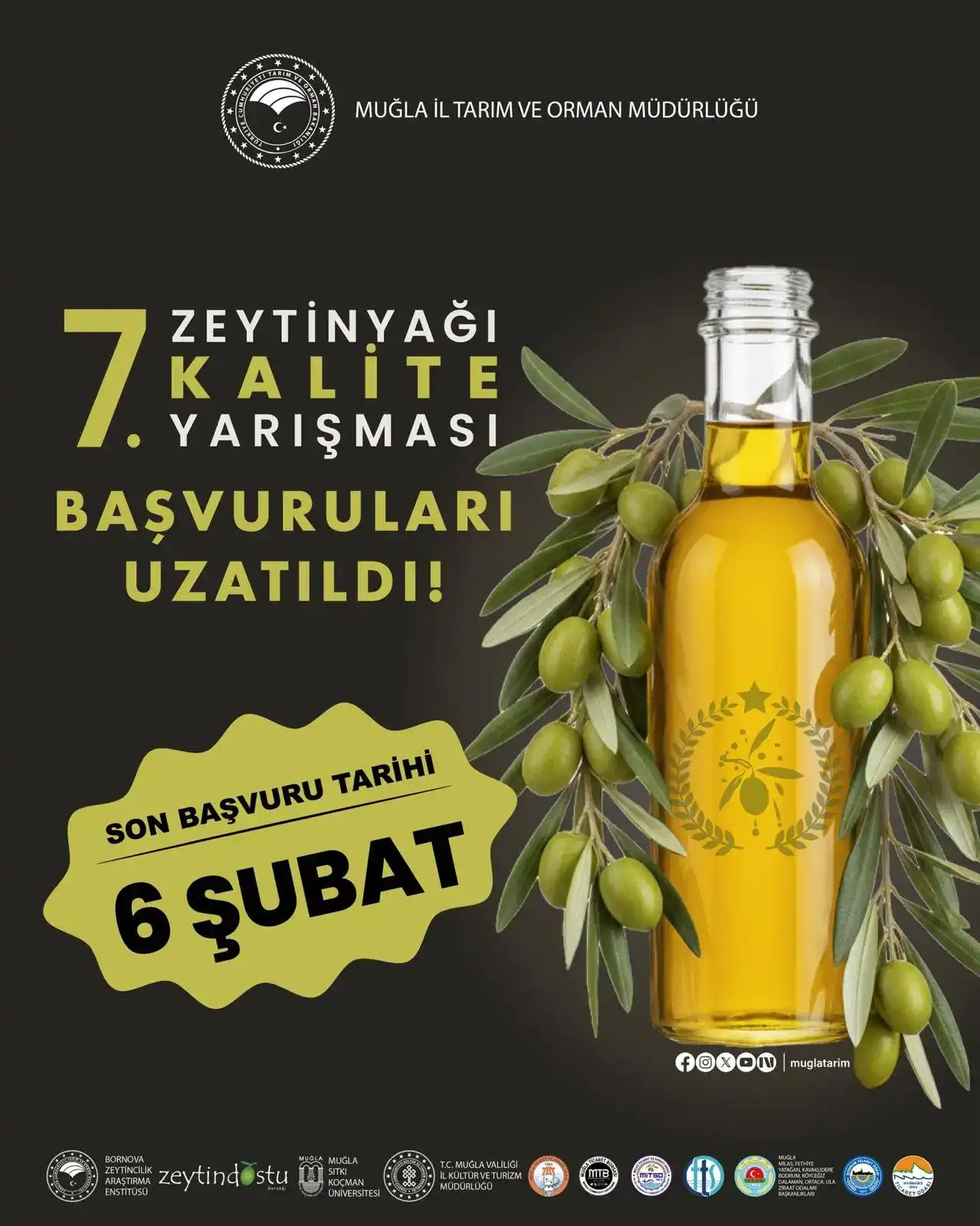 7. Zeytinyağı Kalite Yarışması başvuruları 6 Şubat’a kadar uzatıldı.